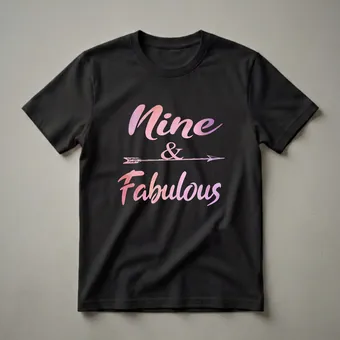 Nine and Fabulous 9th Birthday Girl Watercolor T-Shirt