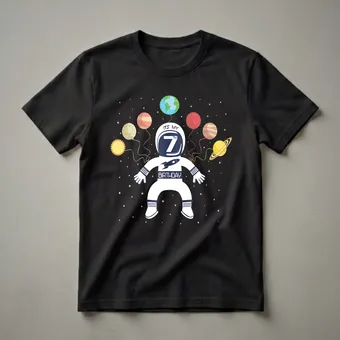 7th Birthday Astronaut Graphic T-Shirt for Boys and Girls