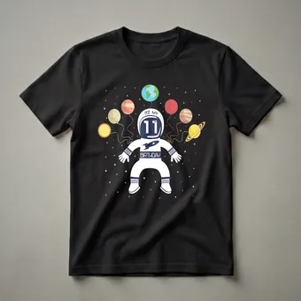 It's My 11th Birthday Astronaut Graphic T-Shirt for Kids