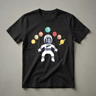 10th Birthday Astronaut Graphic T-Shirt for Boys and Girls