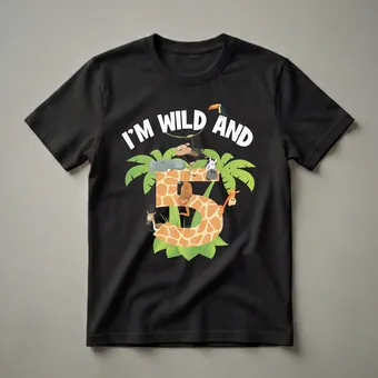 I'm Wild And 5 Years Old Zoo Animal Birthday T-Shirt