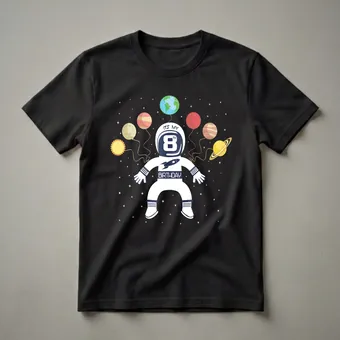 It's My 8th Birthday Astronaut Graphic T-Shirt for Boys