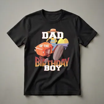 Dad Of The Birthday Boy Tractor Farmer Graphic T-Shirt
