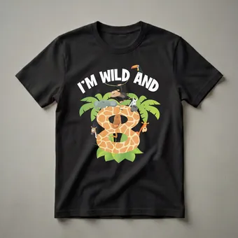 I'm Wild And 8 Years Old Zoo Animal Birthday T-Shirt