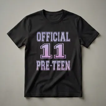 Official 11 Preteen Birthday Graphic T-Shirt for Girls Turning 11