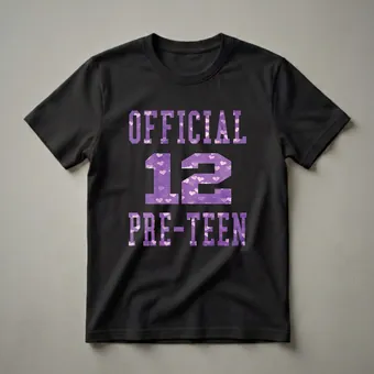 Official 12 Preteen Sweet 12th Birthday Graphic T-Shirt for Girls
