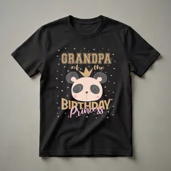 Grandpa of the Birthday Princess Panda Graphic T-Shirt
