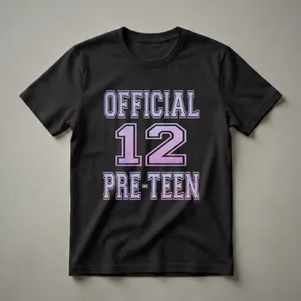 Official 12 Preteen Birthday Graphic T-Shirt for Girls Turning 12
