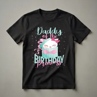 Daddy Of The Birthday Princess Cat Lover Graphic T-Shirt