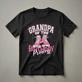 Grandpa Of The Birthday Princess Roller Skate Graphic T-Shirt