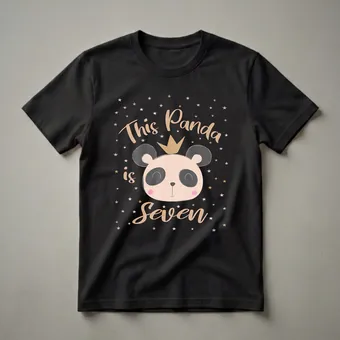 This Little Panda Is Seven 7th Birthday Girl T-Shirt