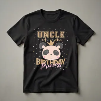 Uncle of the Birthday Princess Panda Graphic T-Shirt for Family