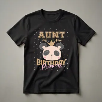 Aunt of the Birthday Princess Panda Graphic T-Shirt for Women