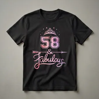 58 & Fabulous Watercolor Crown Graphic T-Shirt for Women Turning 58