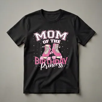 Mom of the Birthday Princess Roller Skate Party T-Shirt