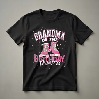 Grandma Of The Birthday Princess Roller Skate Graphic T-Shirt