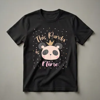 This Little Panda Is Nine Years Old Birthday Girl T-Shirt