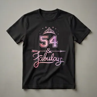 54th Birthday Queen Crown and Fabulous Graphic T-Shirt for Women