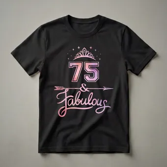 75 & Fabulous Watercolor Graphic T-Shirt for Women Turning 75