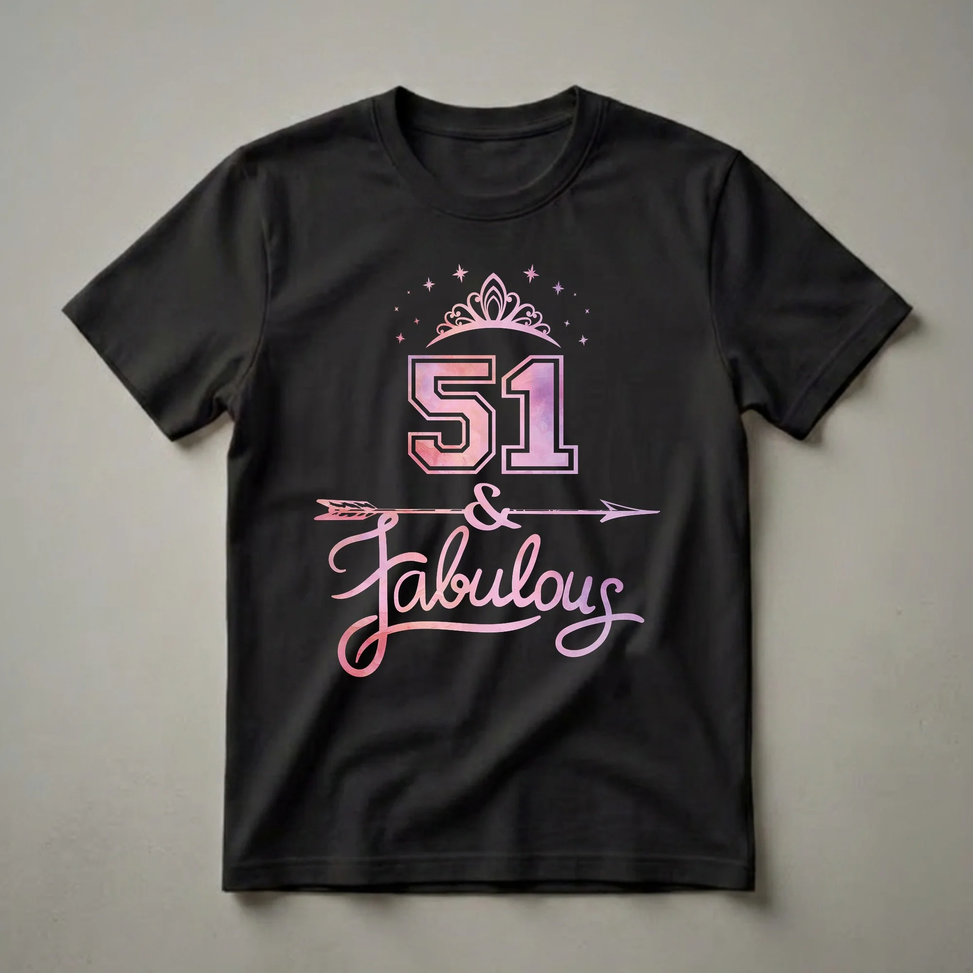 51 & Fabulous Watercolor Birthday T-Shirt for Women Turning 51