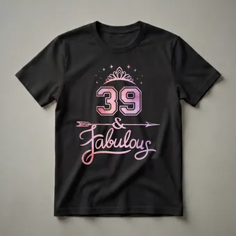 39 & Fabulous Birthday Graphic T-Shirt for Women Turning 39