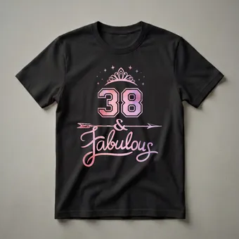 38 & Fabulous Watercolor Crown Graphic T-Shirt for Women Turning 38