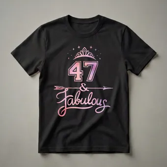 47th Birthday Queen Crown & Fabulous Graphic T-Shirt for Women
