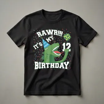 Rawr It's My 12th Birthday T Rex Dinosaur Party T-Shirt