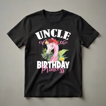 Uncle of the Birthday Princess Flamingo Floral Graphic T-Shirt