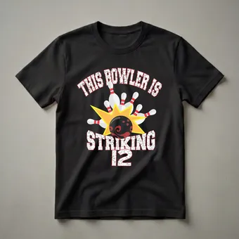 This Bowler Is Striking 12th Birthday Graphic Bowling T-Shirt
