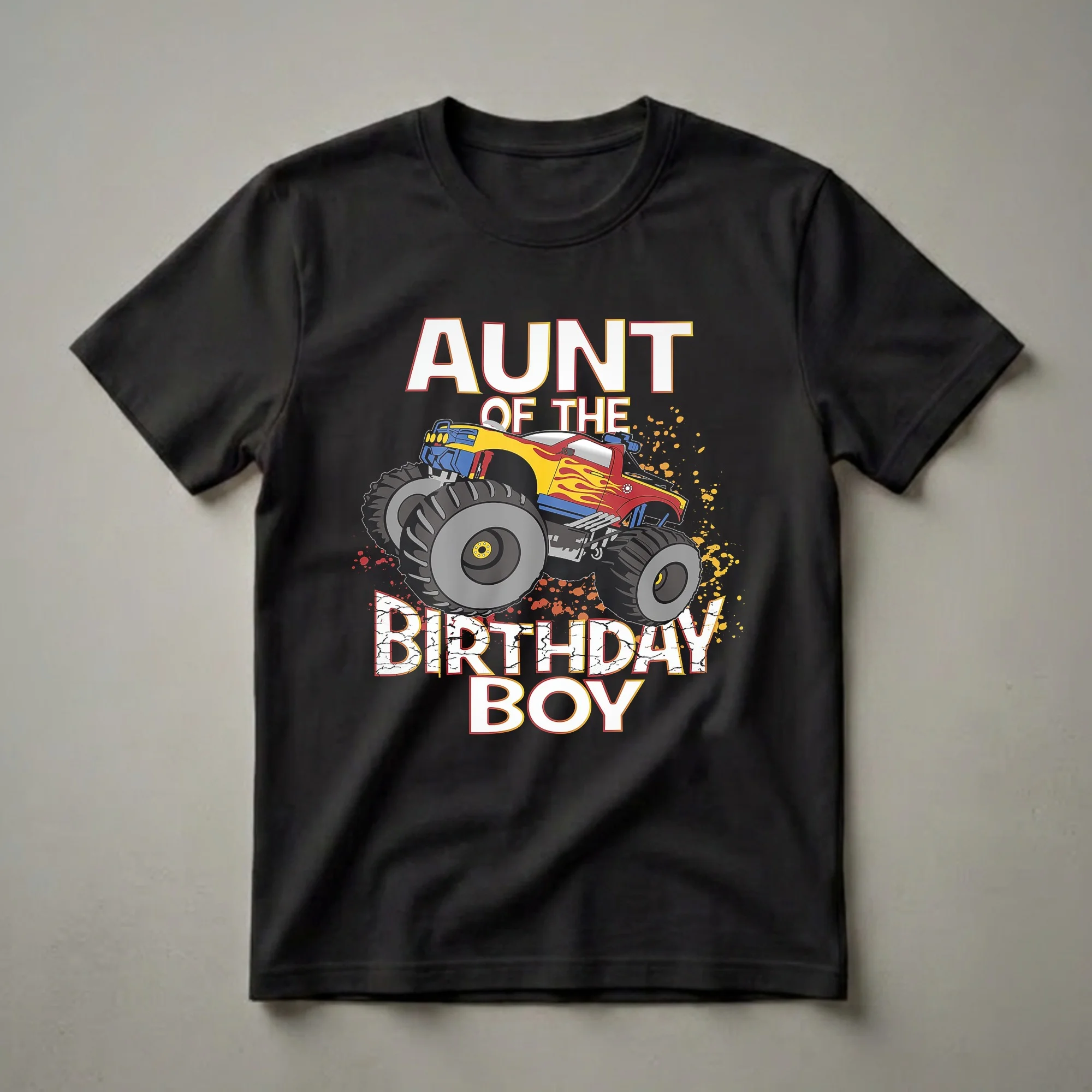 Aunt of the Birthday Boy Monster Truck Graphic T-Shirt