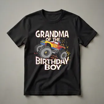 Grandma Of The Birthday Boy Monster Truck Graphic T-Shirt