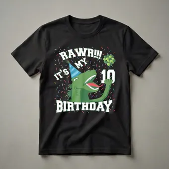 Rawr It's My 10th Birthday T Rex Graphic T-Shirt for Kids