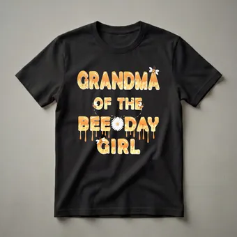 Grandma Of The Bee Day Girl Honeycomb Graphic T-Shirt