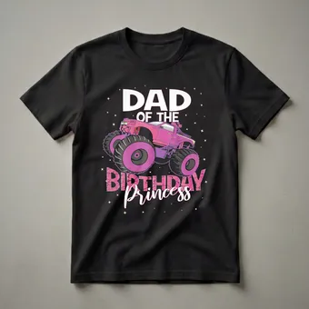 Dad Of The Birthday Princess Monster Truck Graphic T-Shirt
