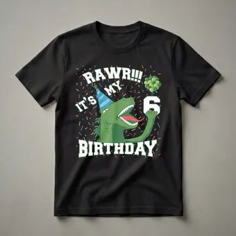 Rawr It's My 6th Birthday T Rex Graphic T-Shirt for 6-Year-Olds