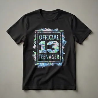 Official 13 Teenager Floral Graphic T-Shirt for 13th Birthday