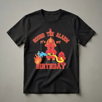 Sound The Alarm It's My 6th Birthday Firefighter T-Shirt for Boys