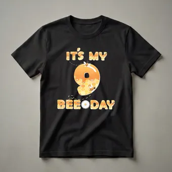 9th Birthday Bee Day Graphic T-Shirt for Girls Turning Nine