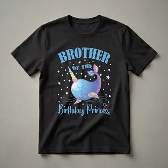 Brother of the Birthday Princess Narwhal Unicorn T-Shirt