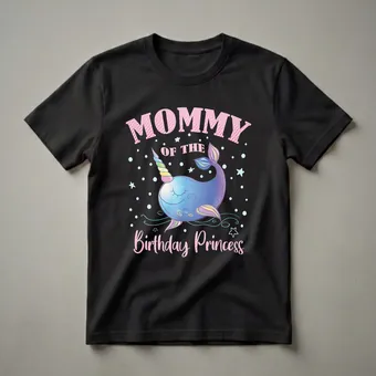Mommy Of The Birthday Princess Narwhal Unicorn T-Shirt