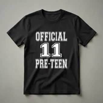 Official 11 Preteen 11th Birthday T-Shirt for Boys and Girls White