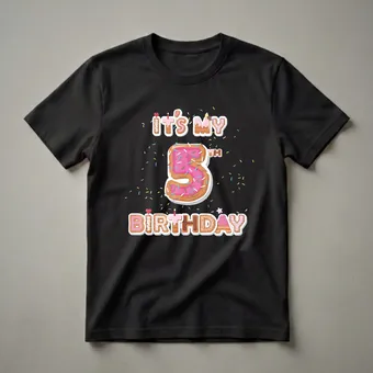 It's My 5th Birthday Donut Graphic T-Shirt for Girls