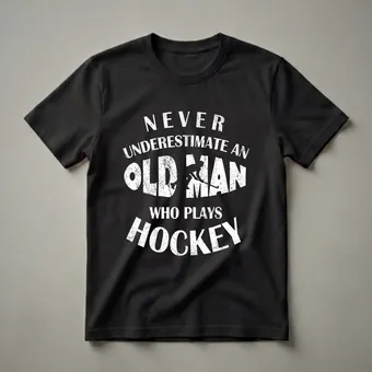 Never Underestimate An Old Man Who Plays Hockey Graphic T-Shirt