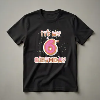 It's My 6th Birthday Donut Graphic T-Shirt for Girls