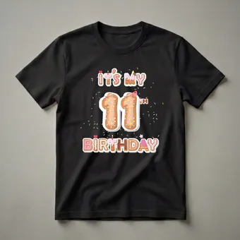 It's My 11th Birthday Donut Graphic T-Shirt for Girls