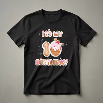 It's My 10th Birthday Donut Graphic T-Shirt for Girls
