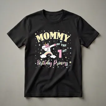 Mommy Of The 1st Birthday Princess Unicorn Dabbing T-Shirt