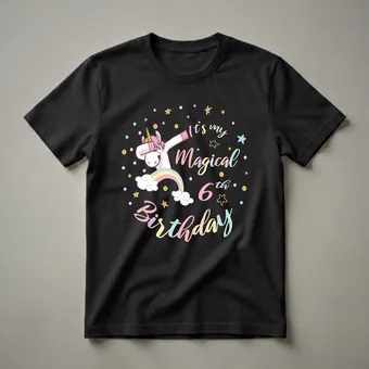 Magical Dabbing Unicorn 6th Birthday Girl T-Shirt