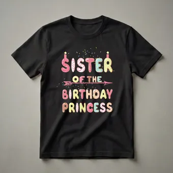 Sister of the Birthday Princess Donut Graphic T-Shirt for Family